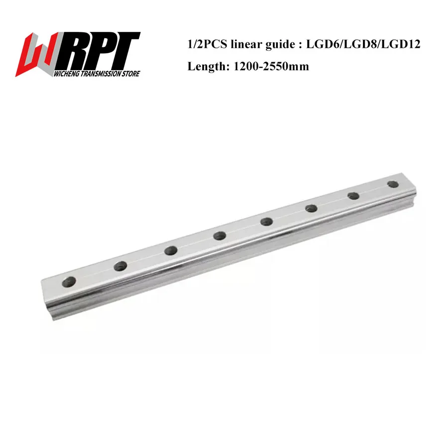

LGD6 LGD8 LGD12 External Dual-Axis Linear Guide 1/2PCS Square Guide Rail High-Speed Roller Slider 1200-2550mm For CNC Cutting