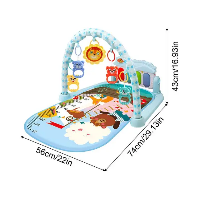 Kids Play Gym Mat Musical Activity Center with Lights Developmental Activity Gym Play Mat with Detachable Toys for Boys and 6