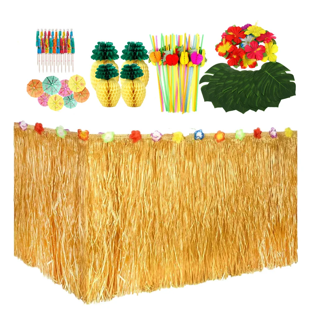 

Гавайский стол, фартук, юбка, черепаха, спина, лист, гибискус, сотовая солома, для дня рождения, Пляжная тематическая комбинация украшений