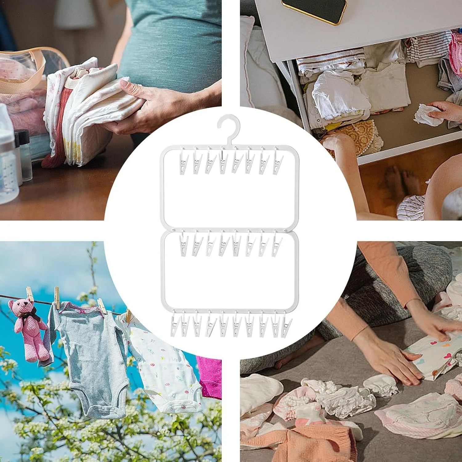 Multifunctional Detachable Drying Rack Multi-clip Sock Drying Rack Saves Space Clothes Drying Rack Suitable for Adults and Baby 2