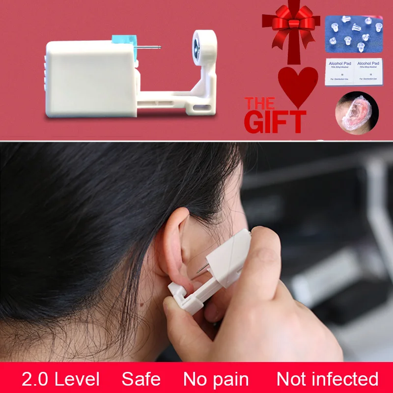 Painless Disposable Ear Cartilage Tragus Piercing Gun Kit Full Set