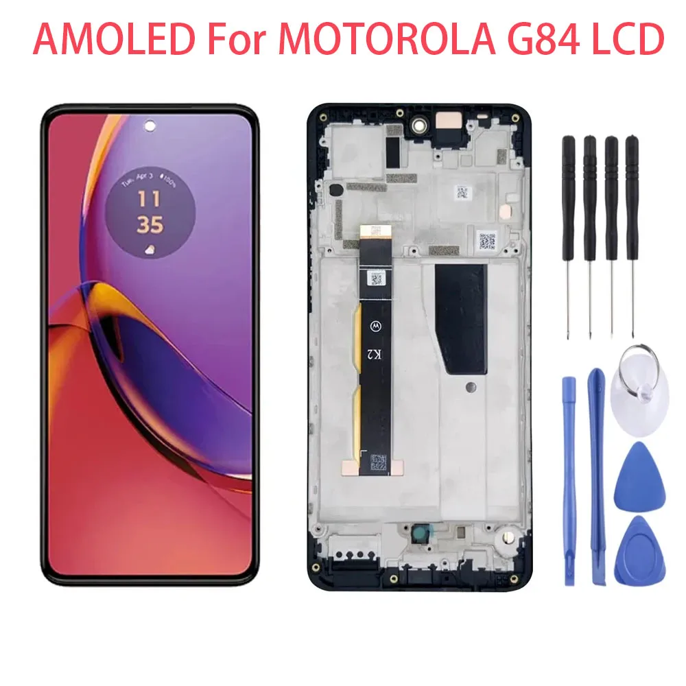 Écran LCD Pour Motorola Moto G84 5G – Remplacement Avec Cadre, Tactile, 6,5 Pouces, Noir