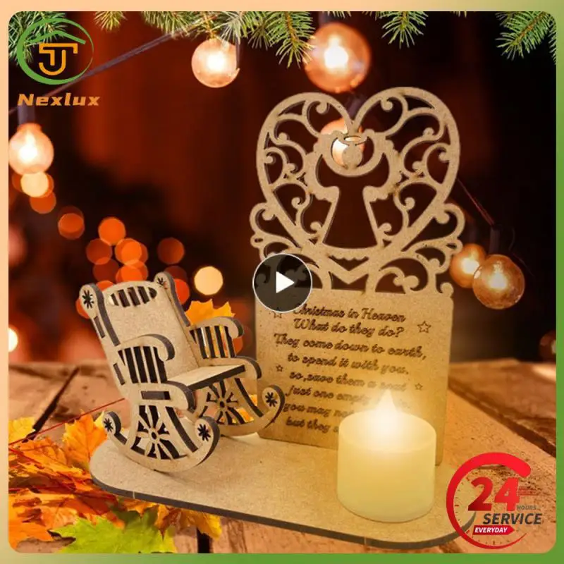 

Rocking Chair Wooden Decoration Durable Rounded Corners Cut Carefully Selected Materials Christmas Decorations Wooden Ornaments