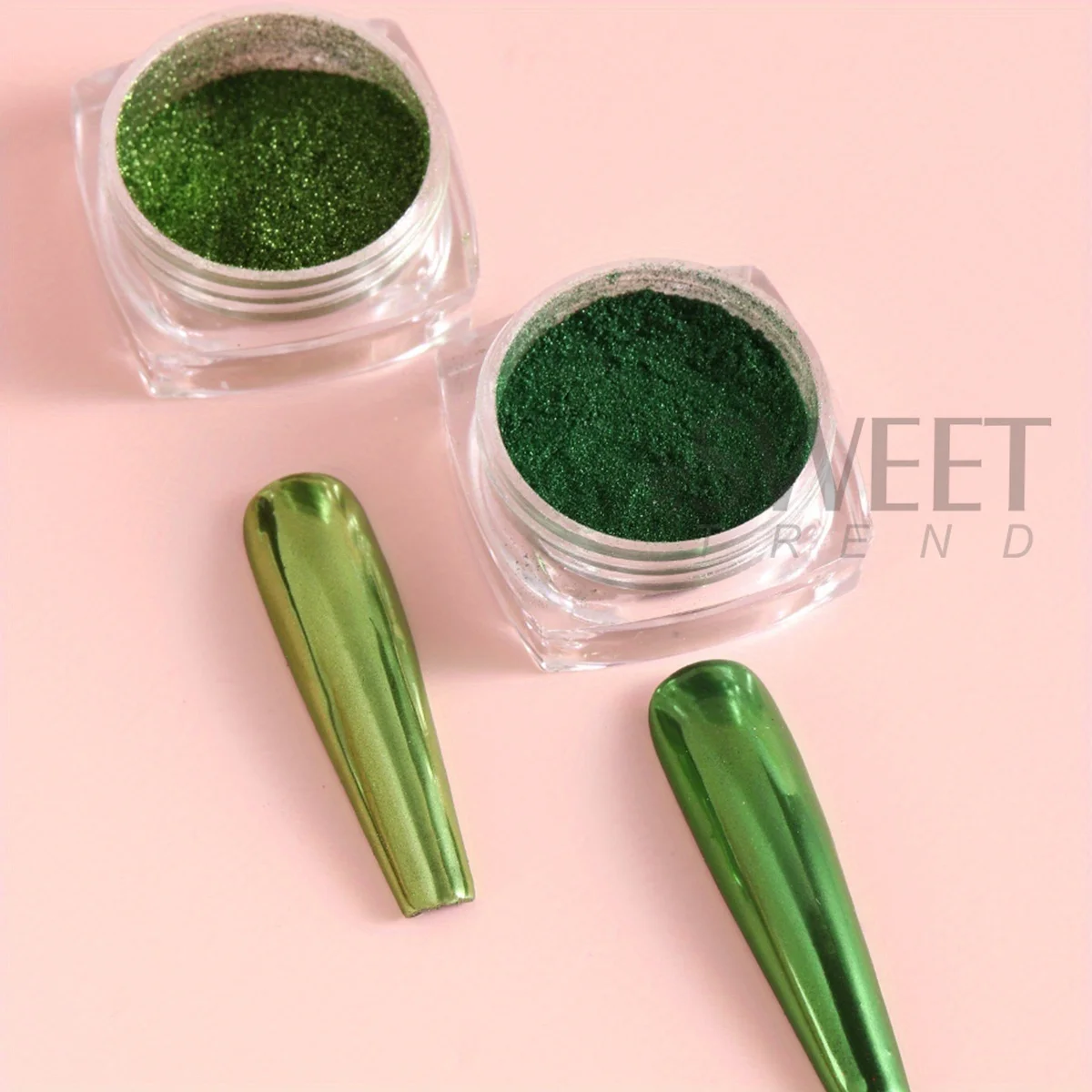 2Bottle Green Mirror Nail Art Glitter Gradient Y2K Summer Plant Effect Magic Metallic Chrome Pigment Powder Manicure Decor Flash