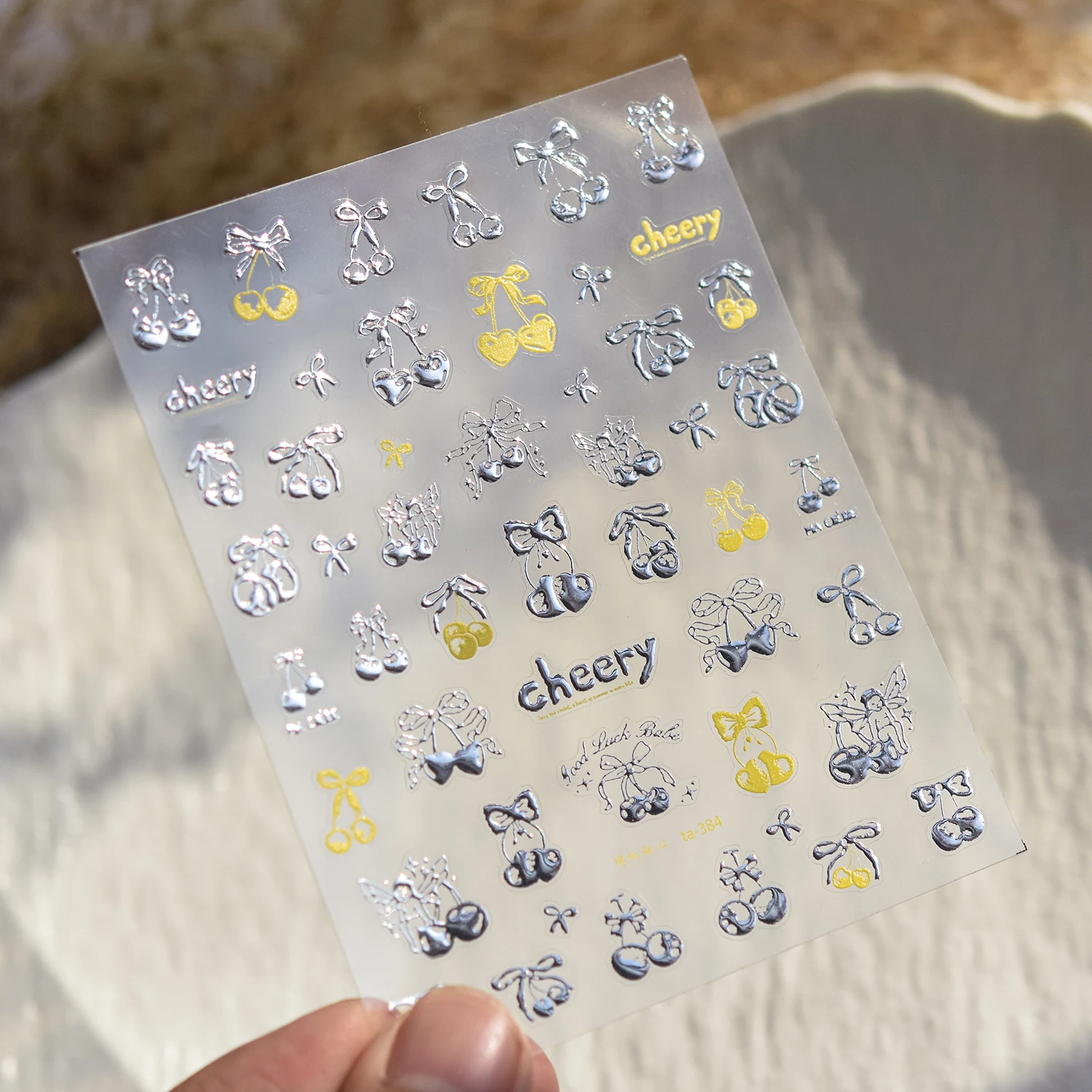 Tomoni 레이저 발렌타인 데이 사랑 네일 아트 스티커 네일 장식 프레스 손톱 스티커 DlY 꽃 꽃잎 스티커 손톱