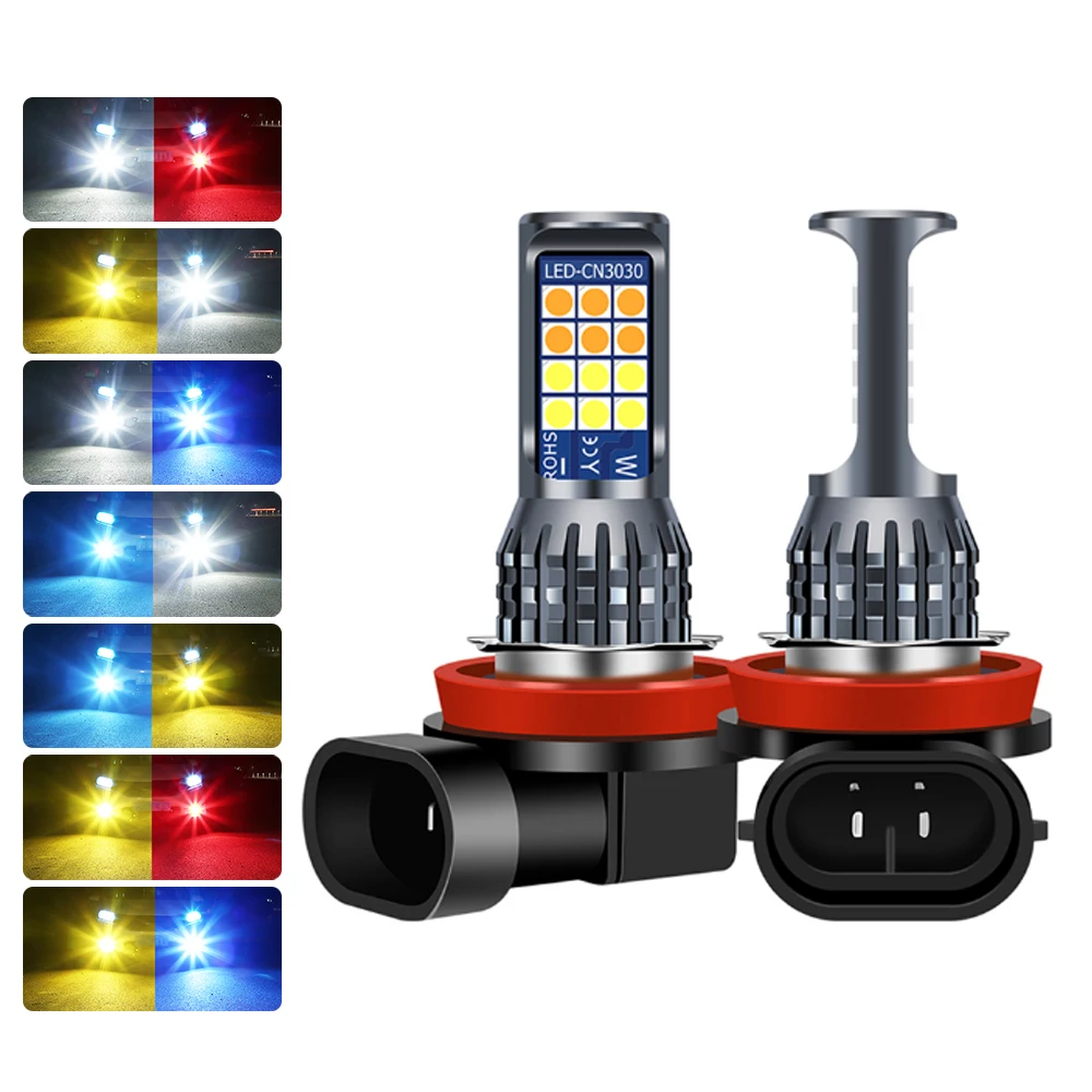 2Pcs H7 H4 H11 H8 H27 Car LED Fog Light PSX24W PSX26W H16 H3 880 881 9005 9006 Two Color Super Bright Lamps Canbus Accessories led light,led bulb,led fog light,fog and headlight bulbs