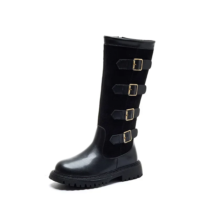 Girls Leather High Boots Autumn Winter Fashion