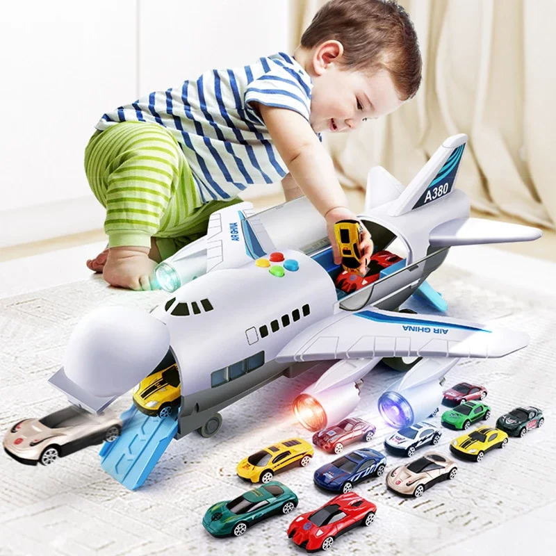 

2023 Gift Baby Toys Simulation Track Inertia Airplane Music Stroy Light Plane Kids Diecasts Toy Vehicles Passenger Plane Toy Car