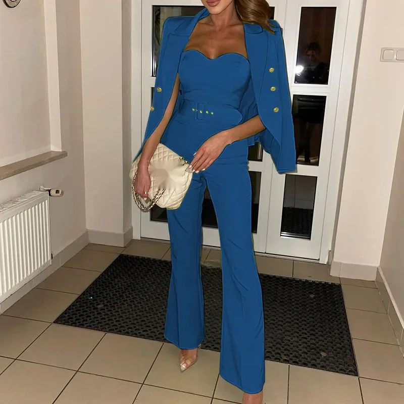 Fall New Style Small-sleeved Suit Trousers Two-piece Suit  Fashionable One-piece Suit  Commuting Queen  Ladies Suit  Commuting