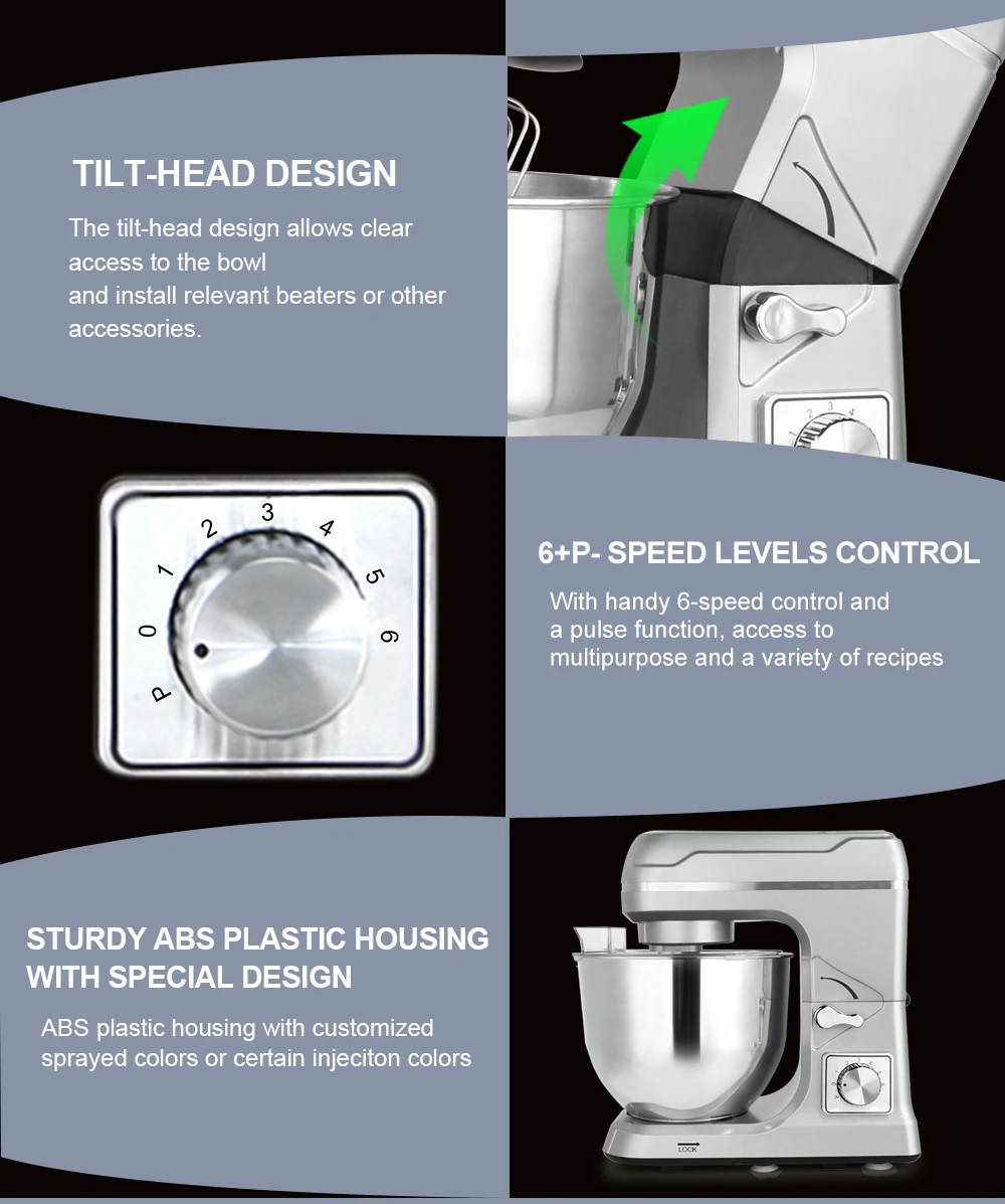 1400W 5.7L Profesional OEM factory Kitchen Appliances Cake Patissier Robot Hot sales Electric Food Stand Mixers 2