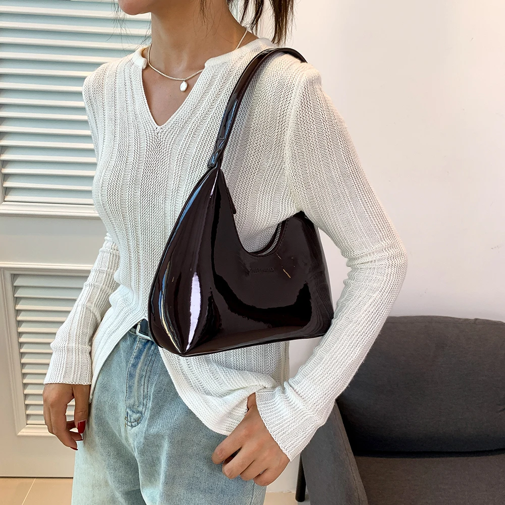 Red Underarm Bag Y2k Chic Purse for Women Girls Pretty Christmas Gift Fashion Shoulder Bag Patent Leather Tote Hobo Bag 2024