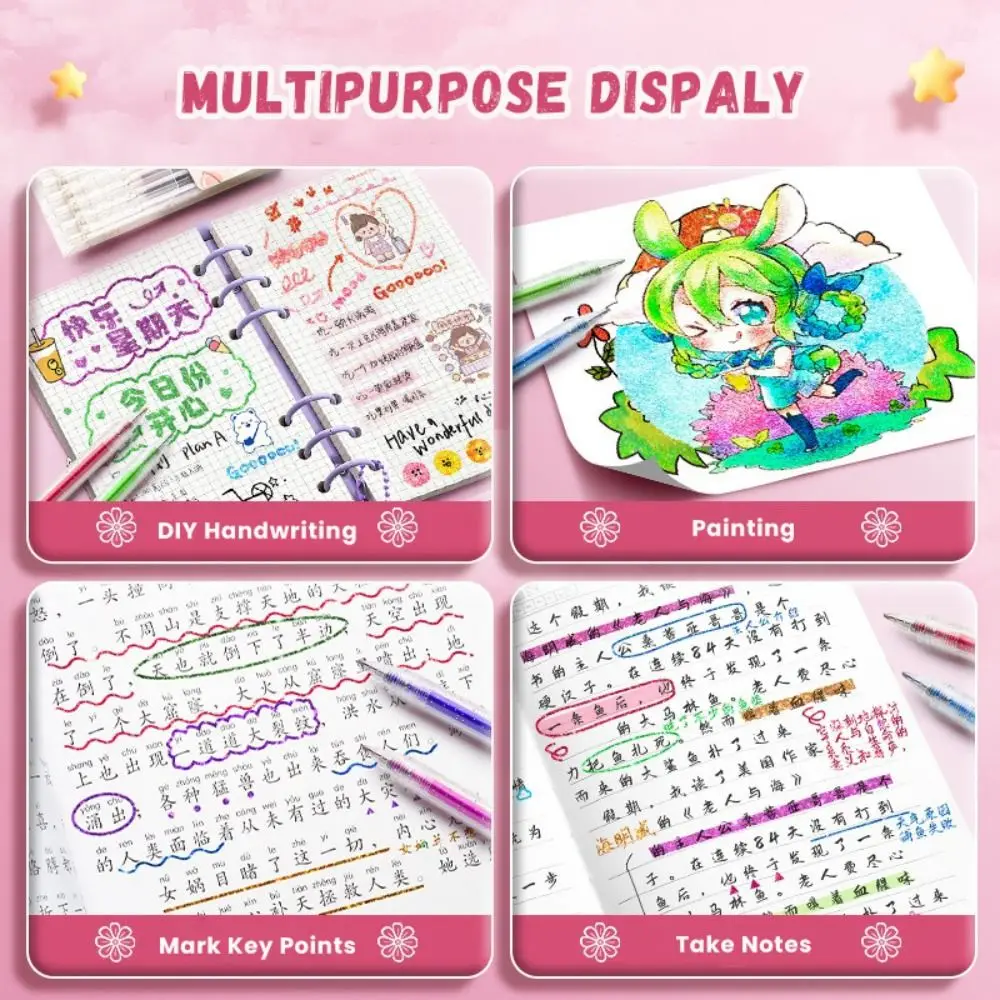 8/12/24/36/48/60Colors 8/12/24/36/48/60 Colors Glitter Gel Pen Large Capacity DIY Handwriting Quicksand Fluorescent Pen