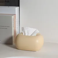 Creative Round Corner Tissue Box Coffee Table Desk Decoration Minimalism Ceramic Tissue Box Bedside Table Paper Towel Case 2