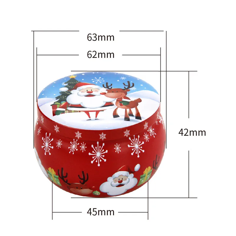 4 Pcs Small Tin Box Christmas Gifts Candy Box Party Decoration Metal Candle Jar with Lid 2.2OZ Handmade Candles Making Container