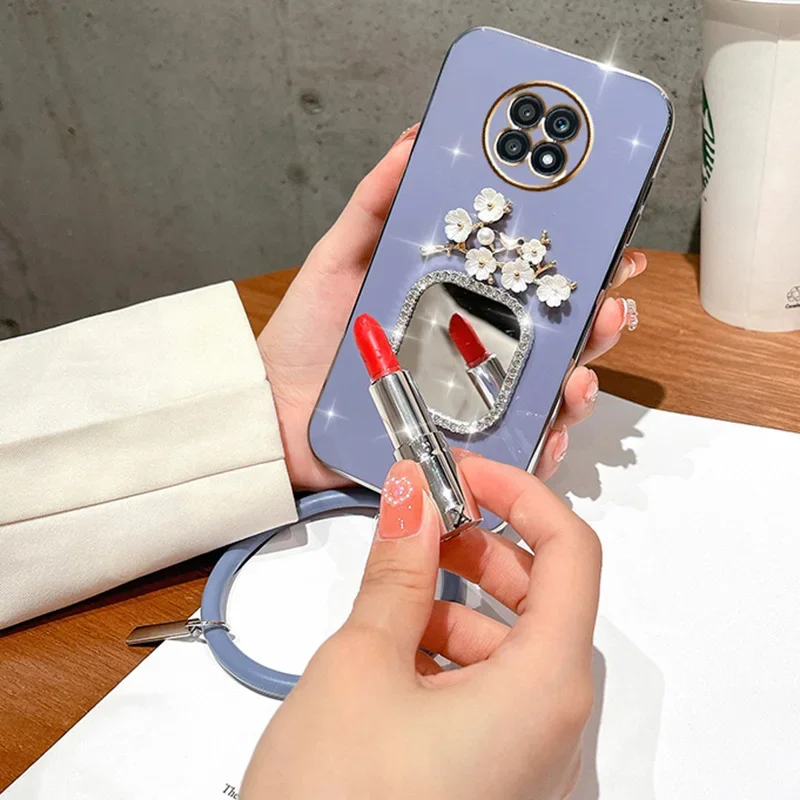 Plating Square Mirror Case For Motorola E13 E20 E22 E32 G30 G40 G60 G60S G52 G73 G72 G7 G8 G9 Play Power Flower Bracelet_voghion.com