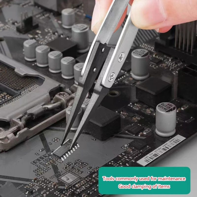 

Anti Static Stainless Steel Tweezers Interchangeable Head Electronic Chips Removal Repair Forceps Model Making Tool DropShipping