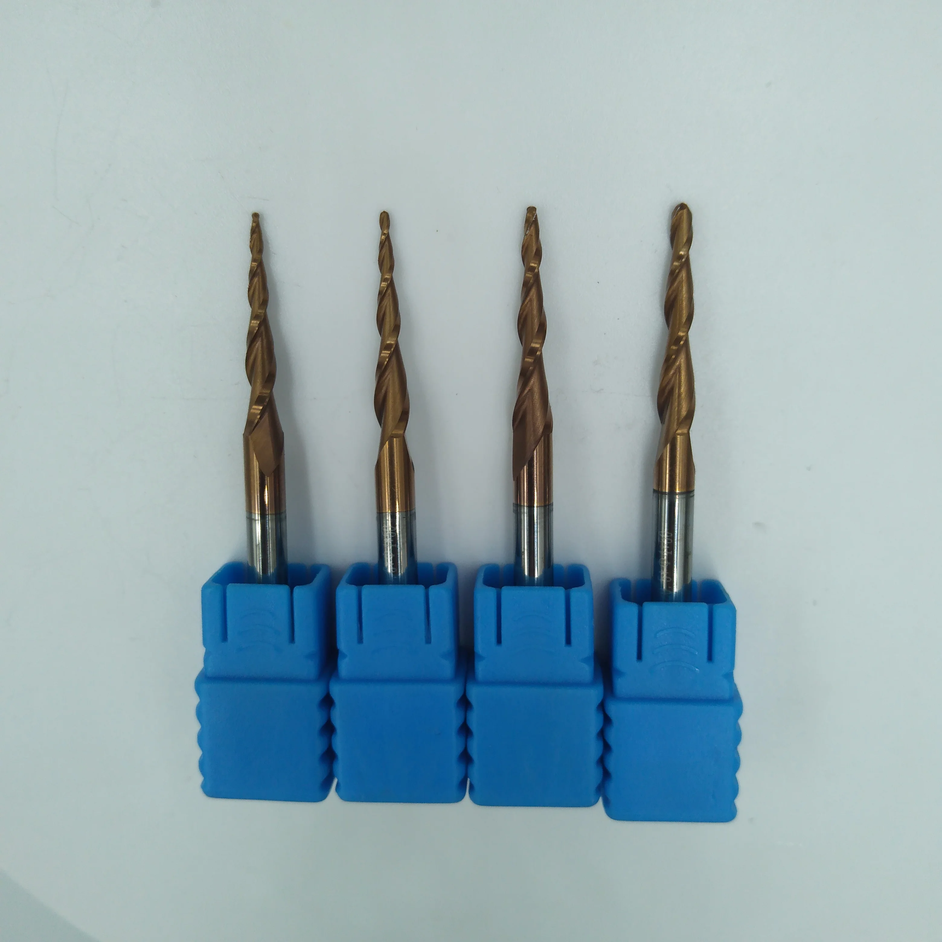 

4pcs/lot R0.25/R0.5/R0.75/R1xD4x50 shank 4mm solid carbide tapered endmills CNC engraving milling cutters
