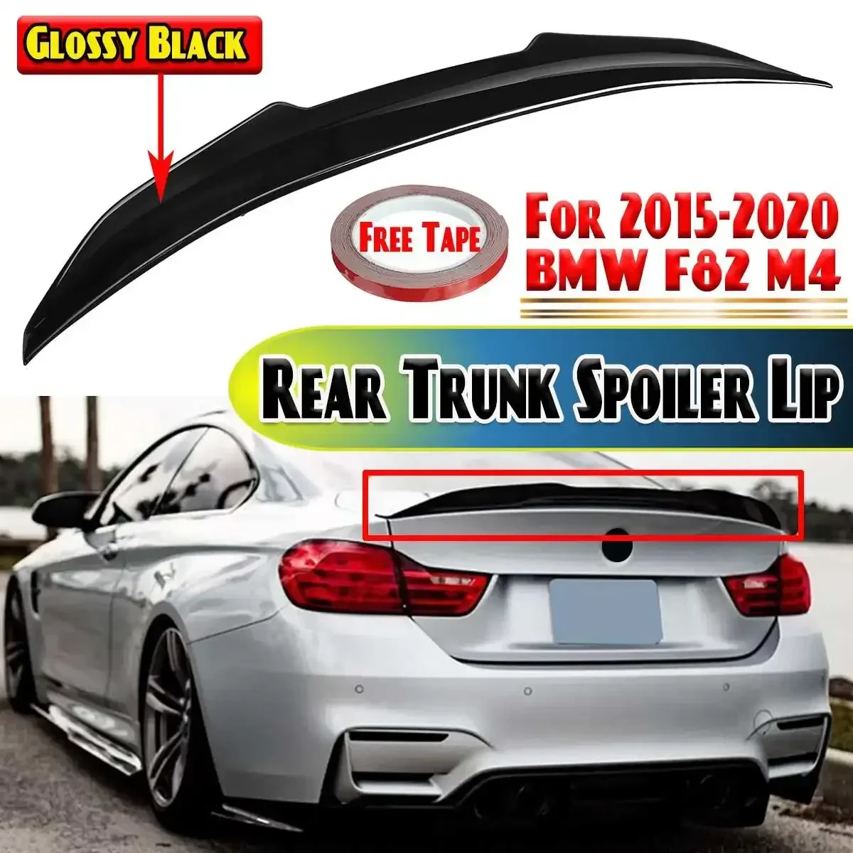 

New Car Rear Spoiler Wing Lip Extension PSM Style Rear Lip Spoiler Tail Wing For BMW F82 M4 2015-2020 Rear Trunk Spoiler Lip
