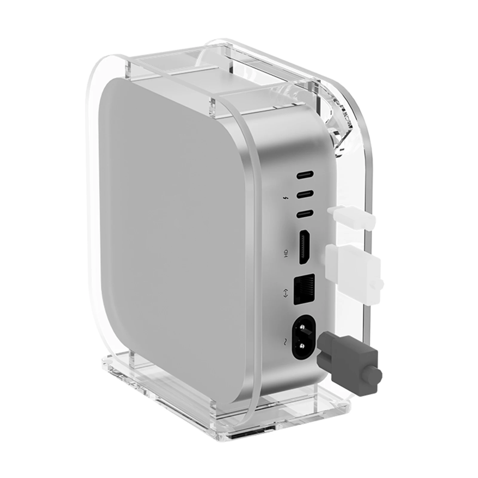 아크릴 수직 데스크탑 스탠드 맥 미니 M4 2024용 직립형 데스크 홀더 맥 미니..