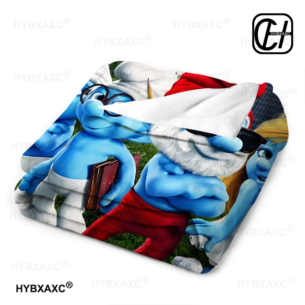 Cute Cartoon Smurfs Printed Blanket Picnic Blankets Warm Blanket Soft and Comfortable Blanket Home Travel Birthday Gift 3
