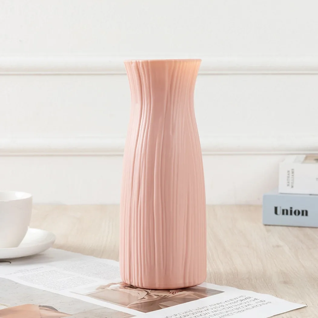 Plastic Flower Vase White Pink Imitation Ceramic Flower Pot Flower Basket Vase Home Office Decoration Garden Supplies Ornaments 4