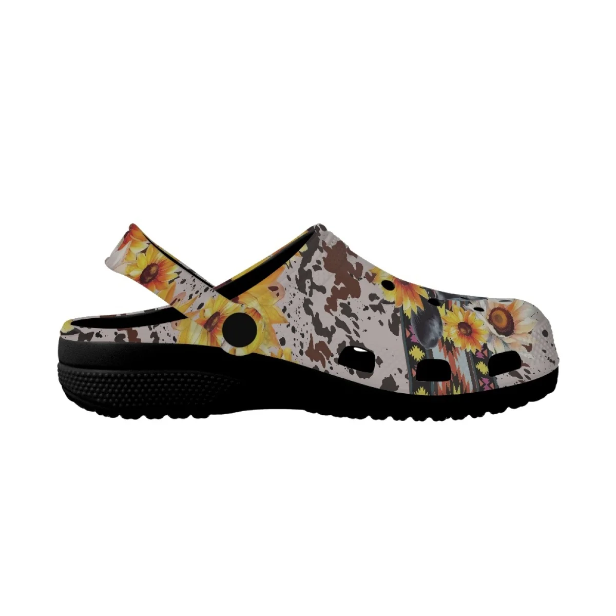 Print on Demand Women Sandals Cow with Sunflower Design Fashion Breathable Girls Home Slippers for Bathroom Beach Clogs Non Slip