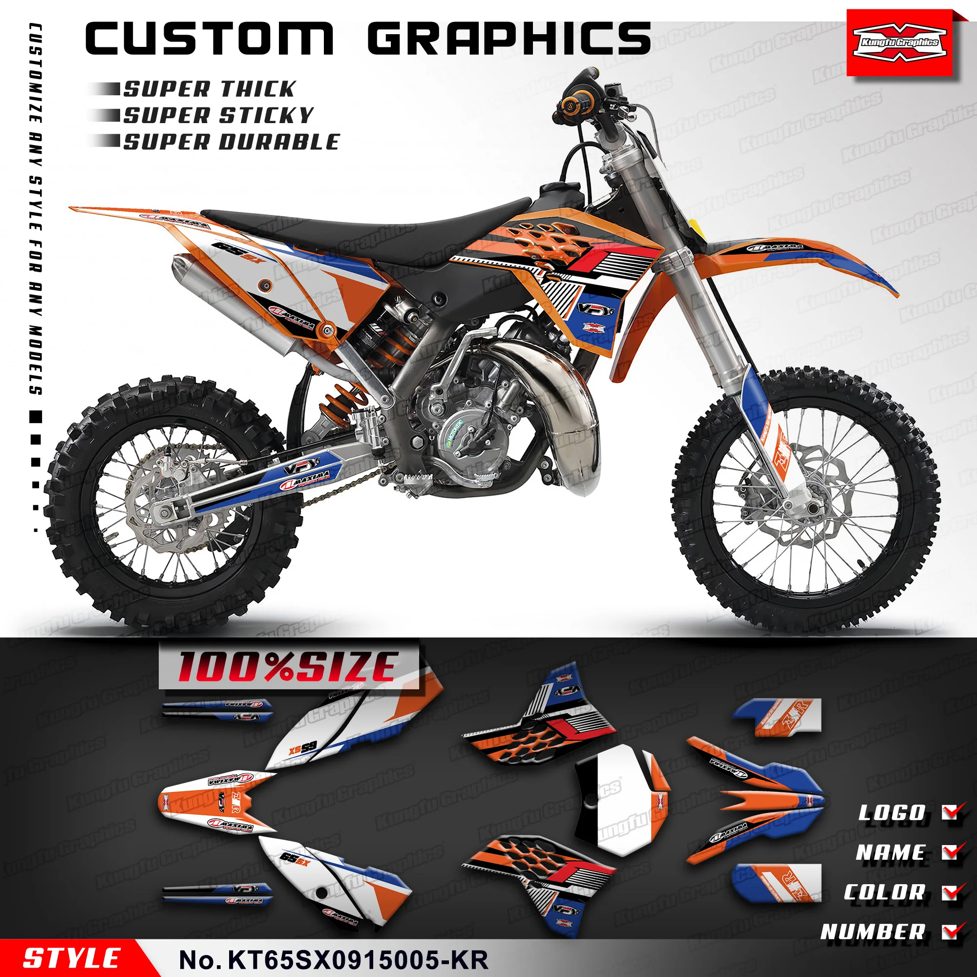 

Графический комплект, наклейка, лист для KTM SX 65 2009 2010 2011 2012 2013 2014 2015, KT65SX0915005-KR