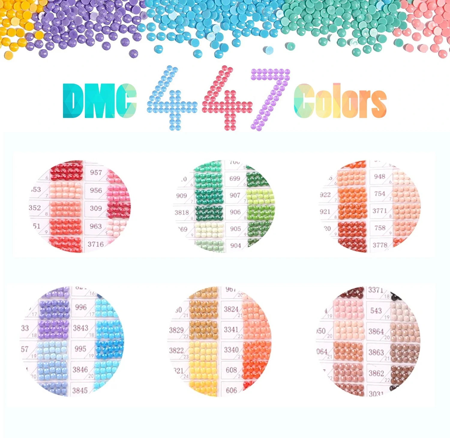 5D Diamond Painting Drills DMC 447 Colors Full Square/Round Crystal Beads Diamond Embroidery Accessory Factory Direct diamond painting diamond painting accessories
