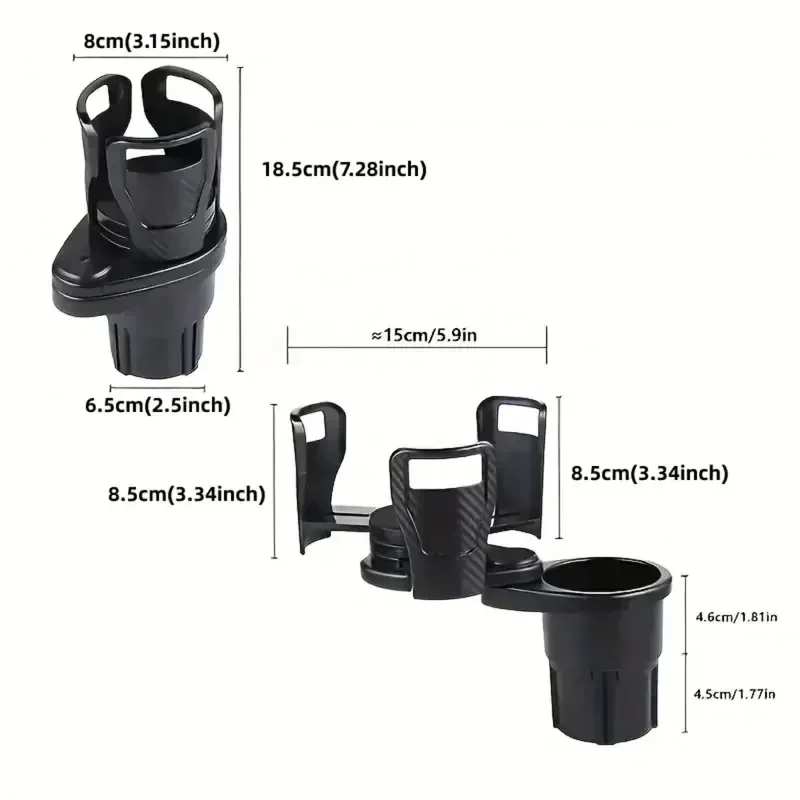 Car Cup Holder Expander 2 in 1 Multifunctional Automotive Drink Mount with 360&deg; Rotating Adjustable Car Storage Supplies