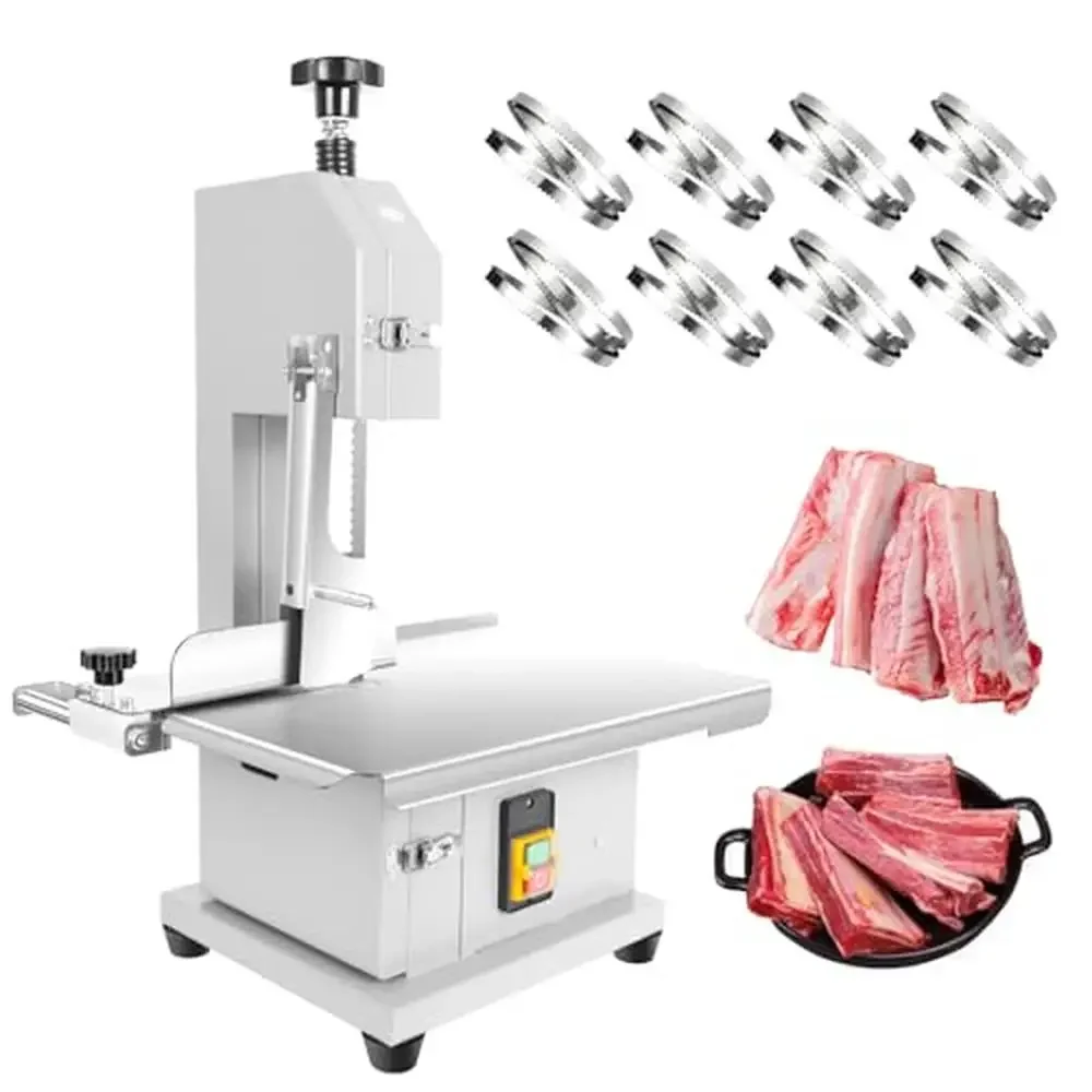 1000W Electric Bone Saw Machine Meat Cutter Stainless Steel Countertop Frozen Meat Bandsaw Commercial Bone Cutter Machine