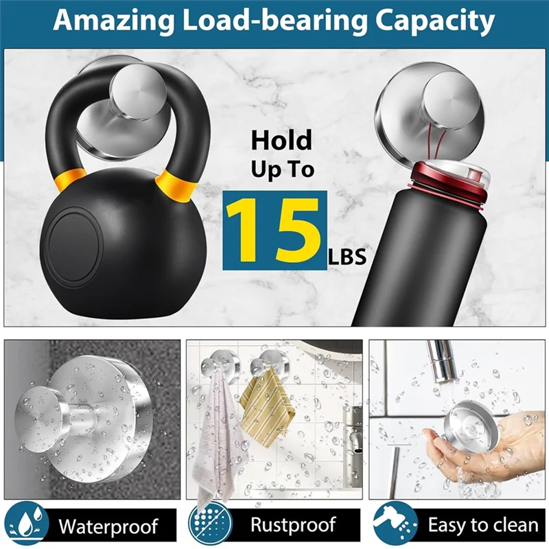 2PCS Suction Cup Hooks For Shower, Wall Suction Cup Hooks No-Drill For Bathrooms Wall, Glass Door, Mirror