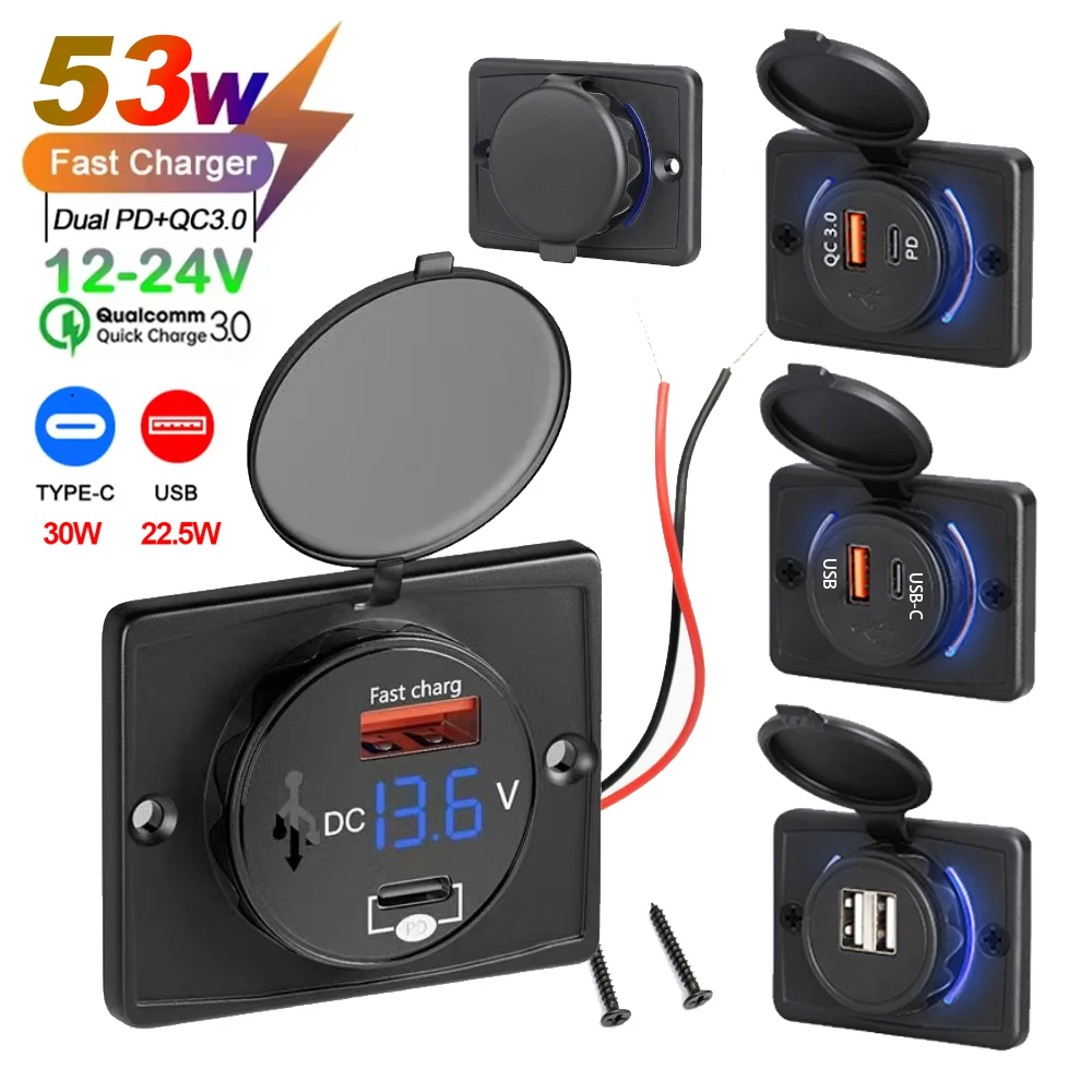 Car Modified Usb charger QC3.0 PD Fast