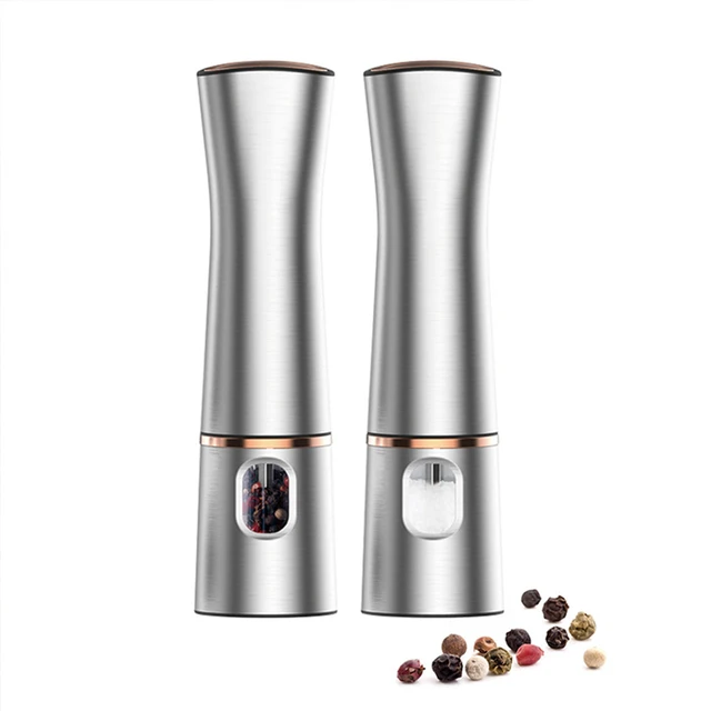 2Pcs Electric Salt And Pepper Grinder With Adjustable Coarseness Refillable  Mill Battery Powered Kitchen Automatic Gadget - AliExpress