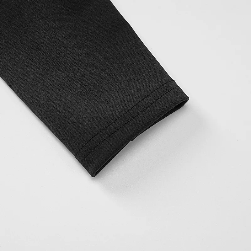 Black V-Neck Hollow Out Maxi Dress Women's Sexy Slim High Split Long Sleeve Party Dress Fashion See-Through Long Dress New