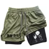 Pantalones cortos de compresión de Anime para hombre, ropa deportiva de verano, 2 en 1, entrenamiento, Fitness 3