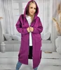 Plus Size Women Autumn Winter Fashion Long Overcoats Office Lady Zip Up Drawstring Fleece Hooded Loose Fit Casual Sweatshirt