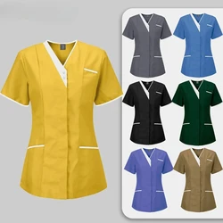 Medical Scrub Tops with Buttons Hospital Clothes Nurse Doctors Blouse Dentistry Clothes Dental Clinic Pet Workwear Scrubs Shirts