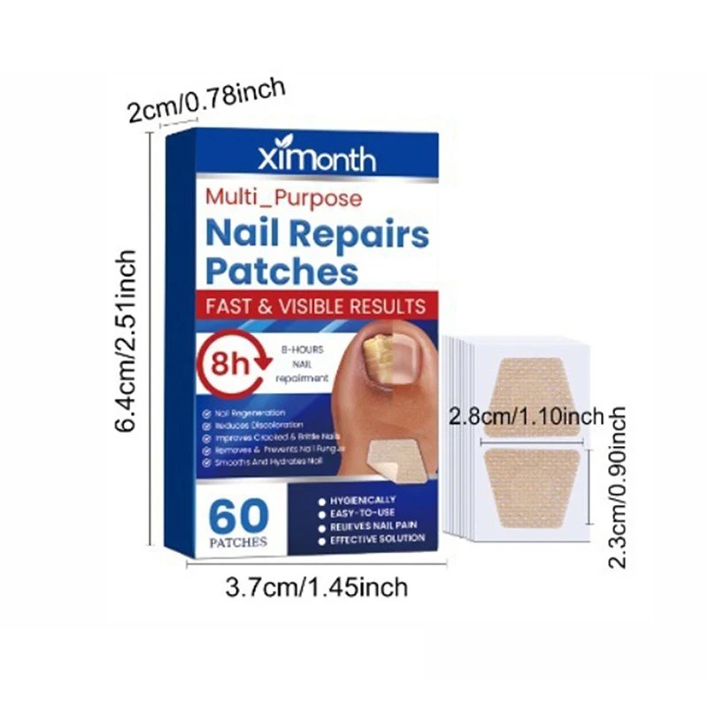 Toenail Fungus Patch Sticky Nail Repair Patch Nail Ingrown Correction Sticker Toenail Care Paronychia Treatment 60Pcs