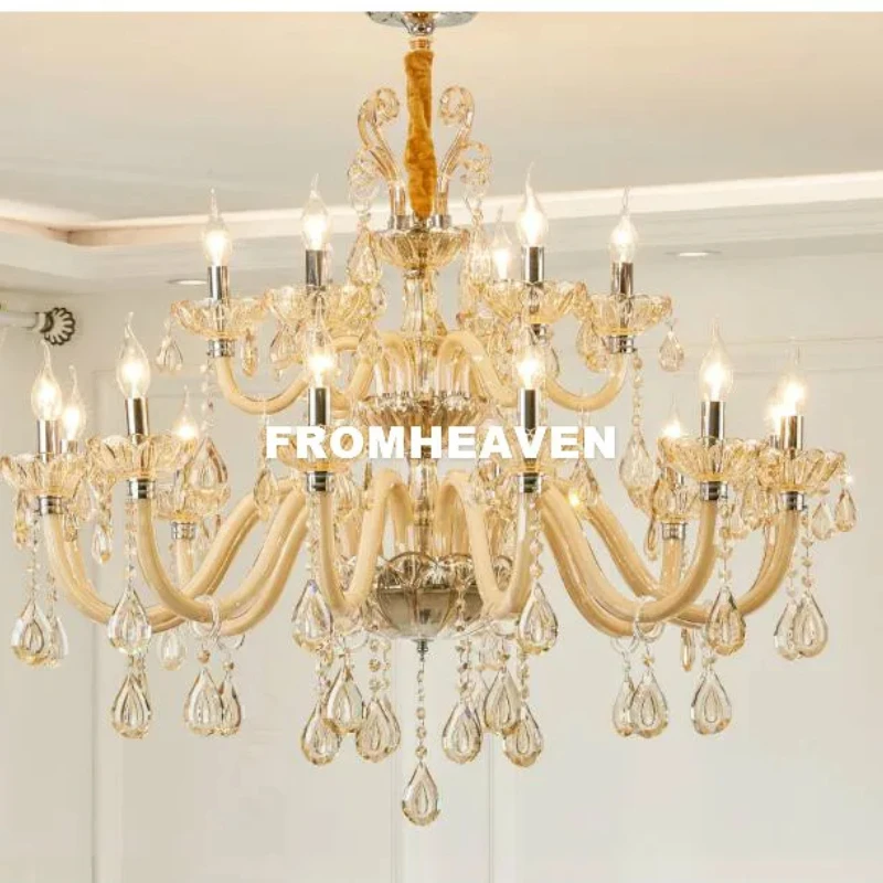 Trasporto Libero Moderno Lampadario Di Cristallo Champagne Bianco Lampadario Di Cristallo 18Arm D90Cm L Lustri De Cristal Lampadario Illuminazione