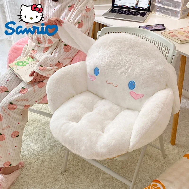 

Sanrio Kuromi Cinnamoroll зимняя плюшевая наполовину окруженная черная мультяшная ткань для общежития офиса Нескользящая подушка для стула