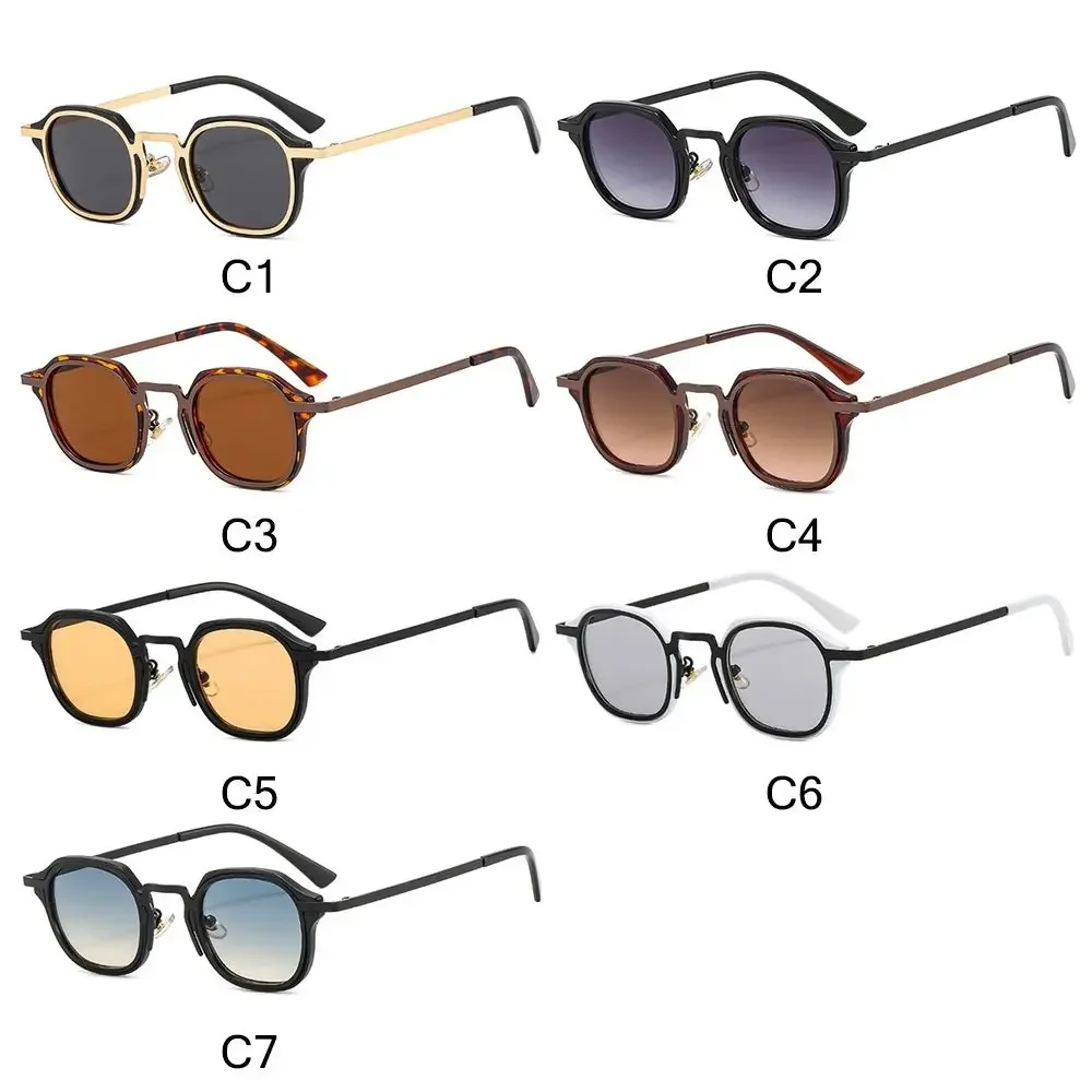 Fishing Glasses UV400 Protection Small Square Sunglasses Retro Metal Frame Driving Sun Glasses Punk Shades for Women & Men