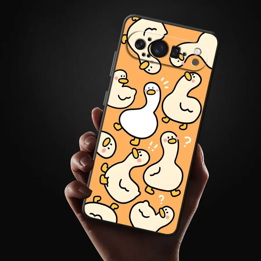 Whimsical Dinosaur Goose Black Soft Shell Phone Case