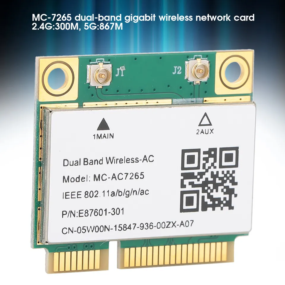 Scheda Di Rete Mini PCI-E Intel 7265AC Dual Band 2.4/5GHz 1200Mbps Con Bluetooth 4.2 - MC-AC7265 - 3