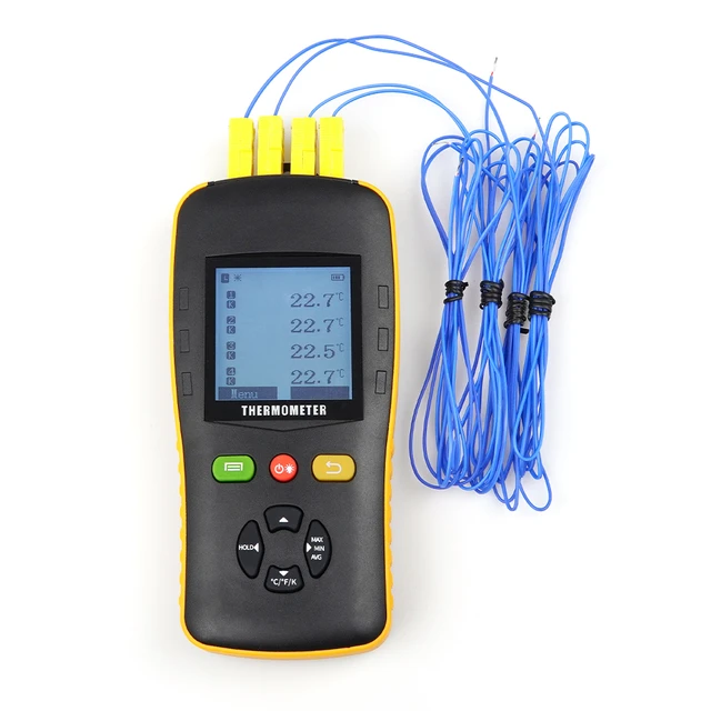 Digital K-type Thermometer with 3 Stainess Steel Probe for HVAC,  Industrial Use