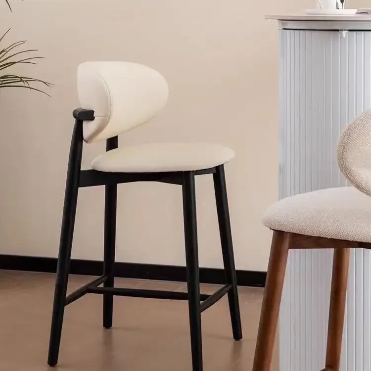 Nordic Modern Simple Light Luxury Solid Wood Home High Bar Table Chair Bar Footstool Backrest bar chairs