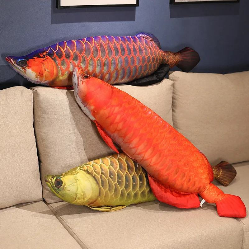 

Реалистичная Золотая плюшевая игрушка Arowana, мягкая кукла-Рыбка, подушка KELISA, плюшевая подушка Arowana, игрушки для кошек