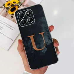 Luxury Full Protection Soft Phone Case for Honor X6b with Letter Design (Black U)