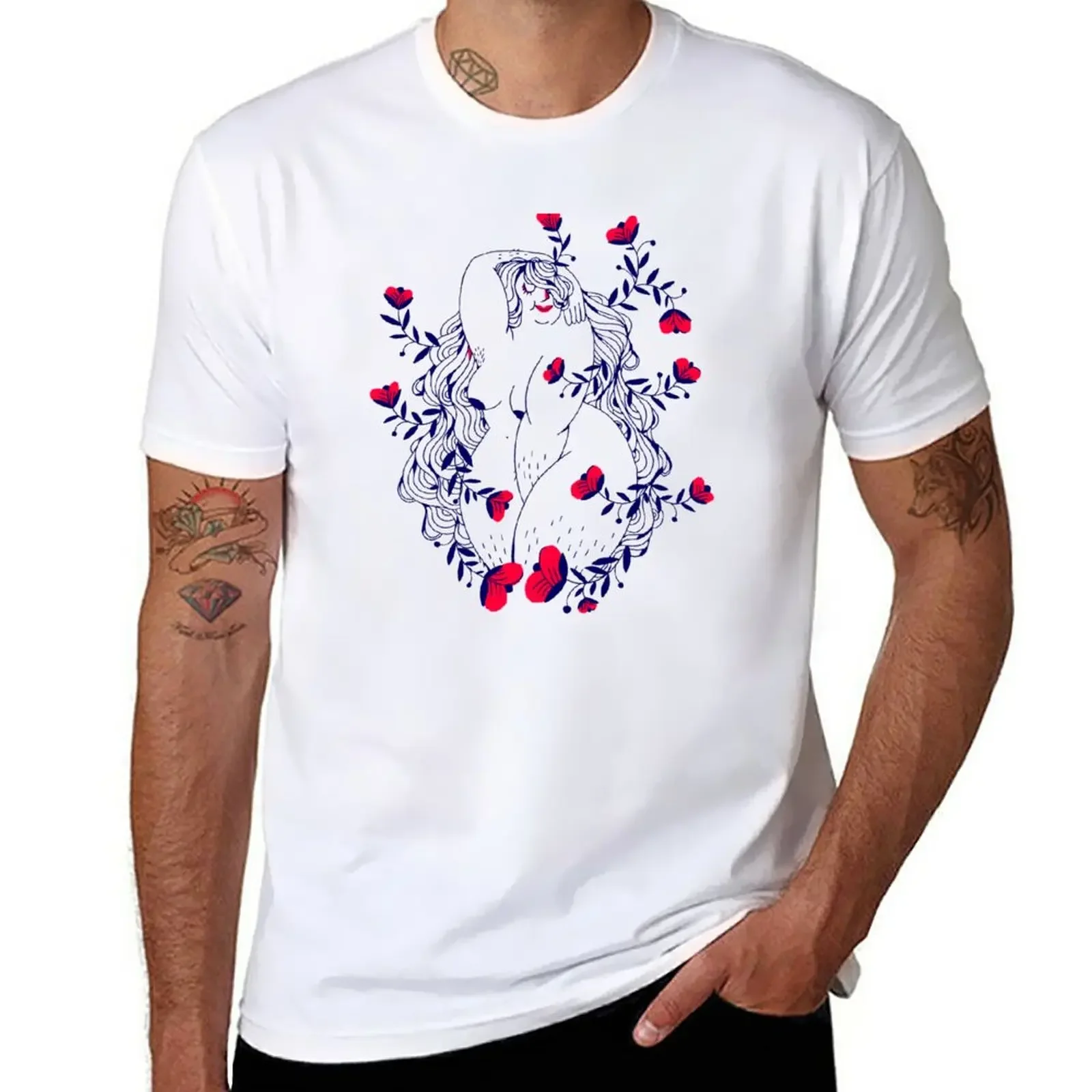 

Flowers & Hair T-Shirt summer top sweat plain plain white t shirts men