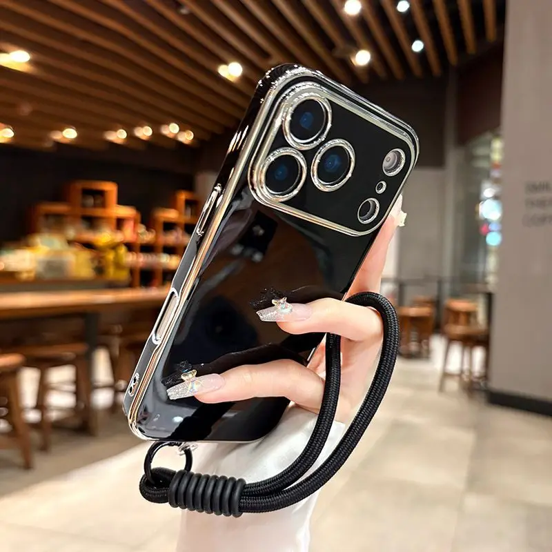 Soft Silicon Electroplating Phone Case with Hand Strap
