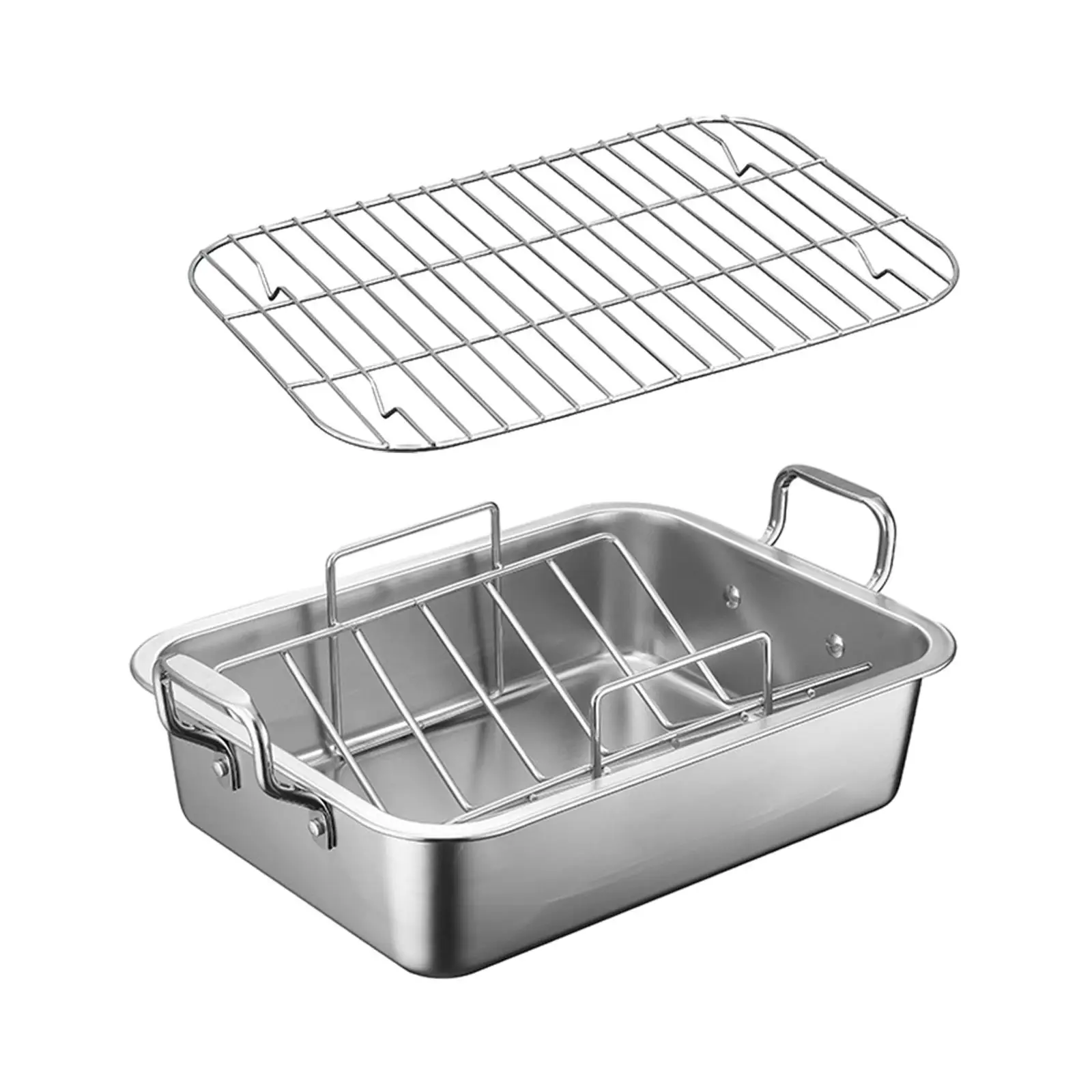 

Bakeware Dish Bakeware for Roasting Turkey Rectangle Oil Drainer with Handles V Rack Oven Baking Mesh Tray Rack Roasting Pan